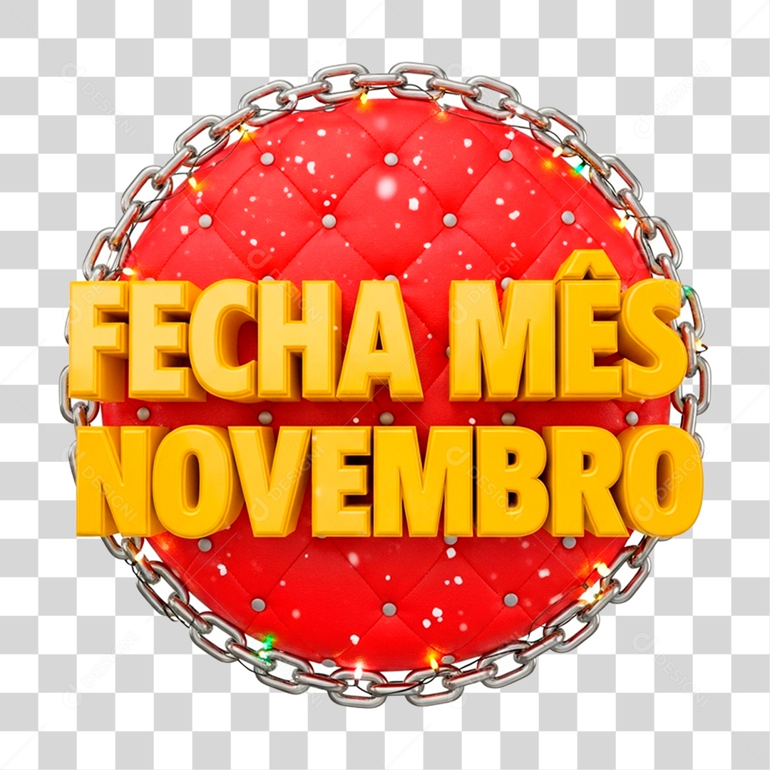 Selo 3D Fecha Mês de Novembro PNG Transparente