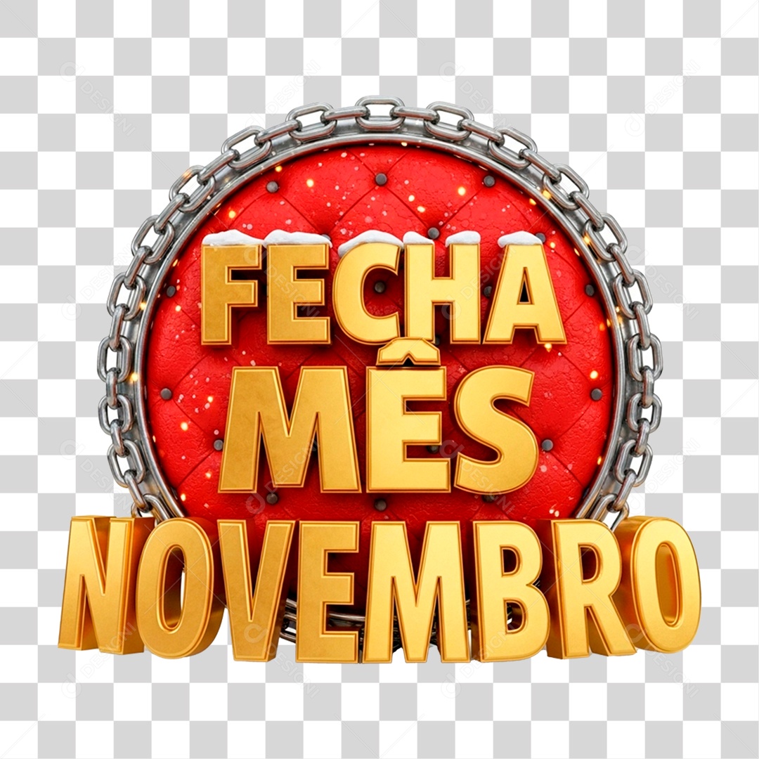 Selo 3D Fecha Mês de Novembro PNG Transparente