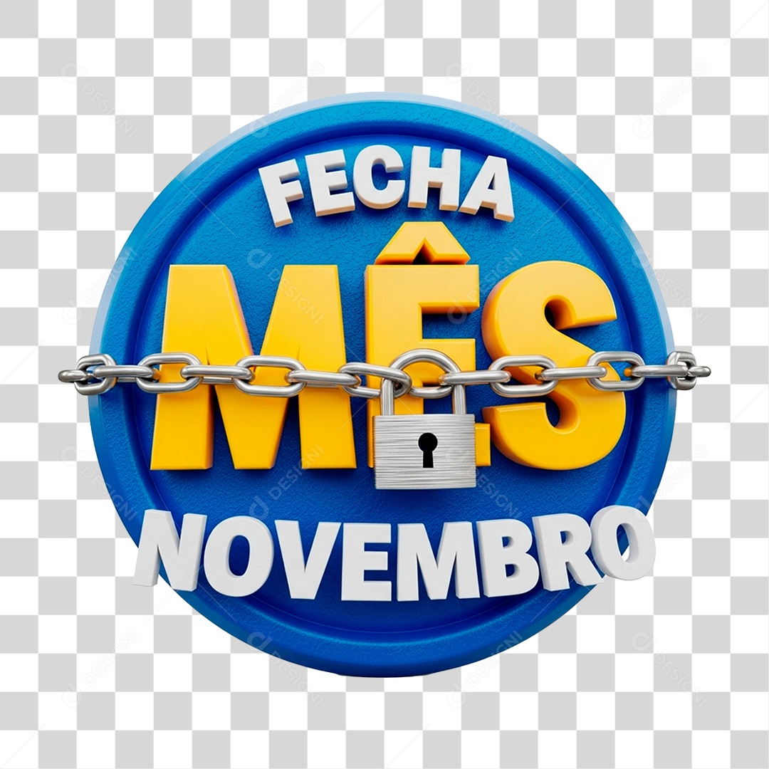 Selo 3D Fecha Mês de Novembro PNG Transparente