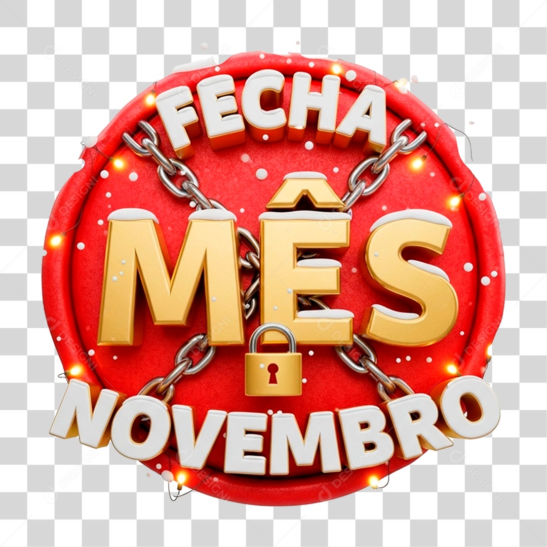 Selo 3D Fecha Mês de Novembro PNG Transparente