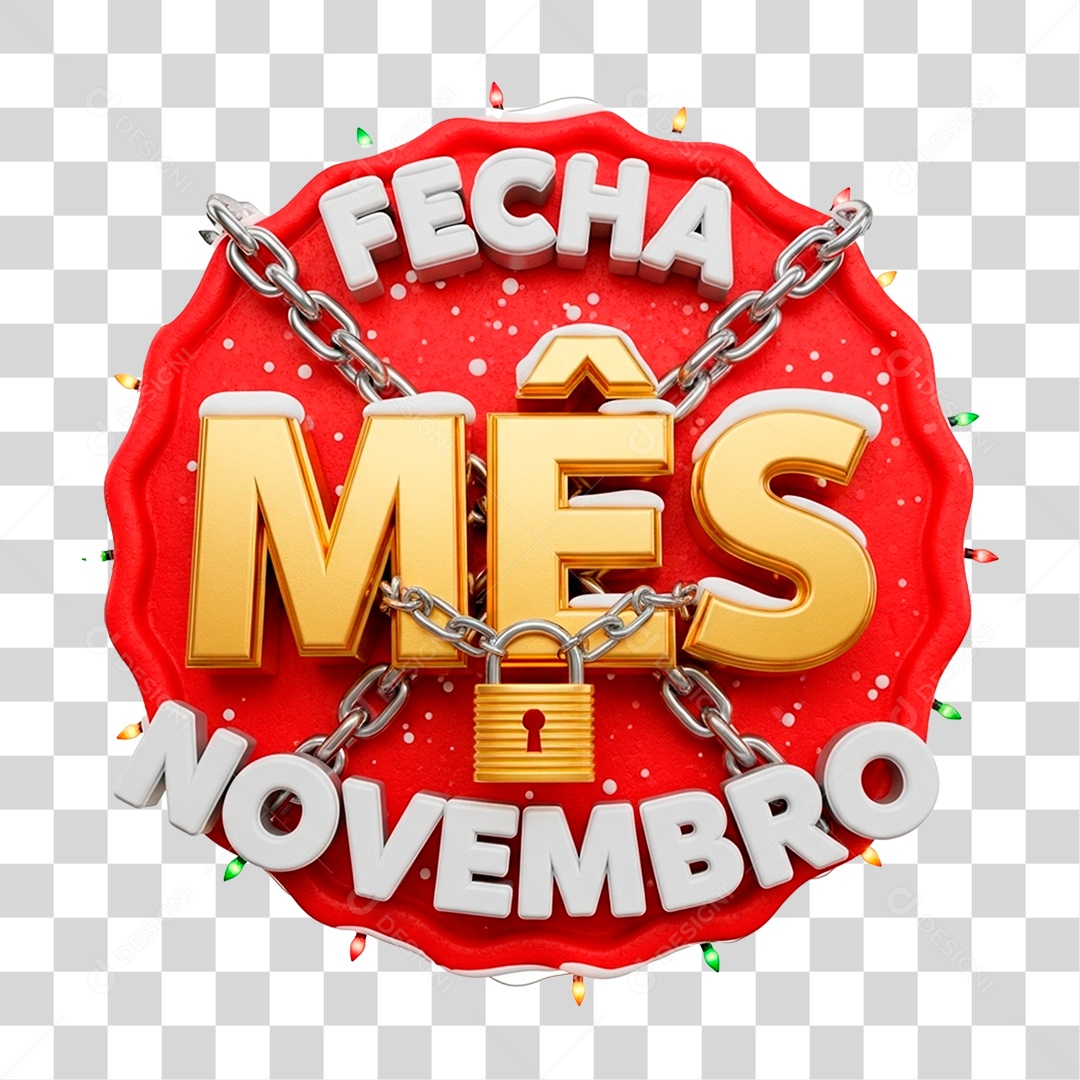 Selo 3D Fecha Mês de Novembro PNG Transparente