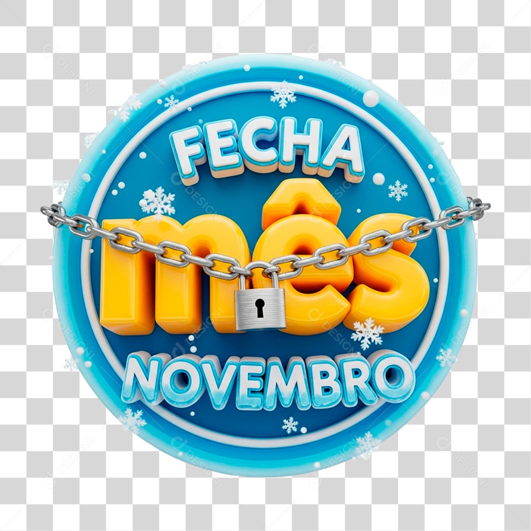 Selo 3D Fecha Mês de Novembro PNG Transparente