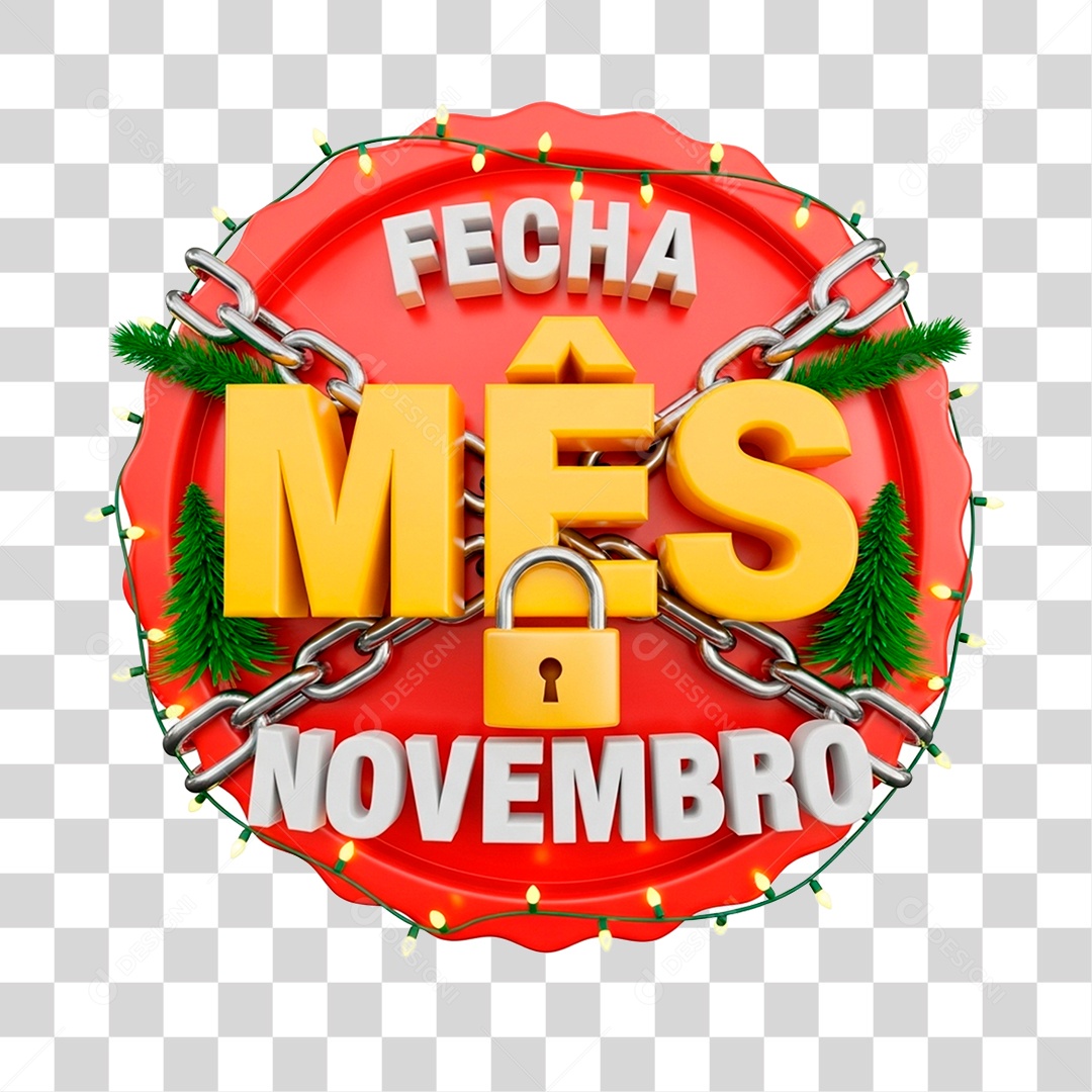 Selo 3D Fecha Mês de Novembro PNG Transparente
