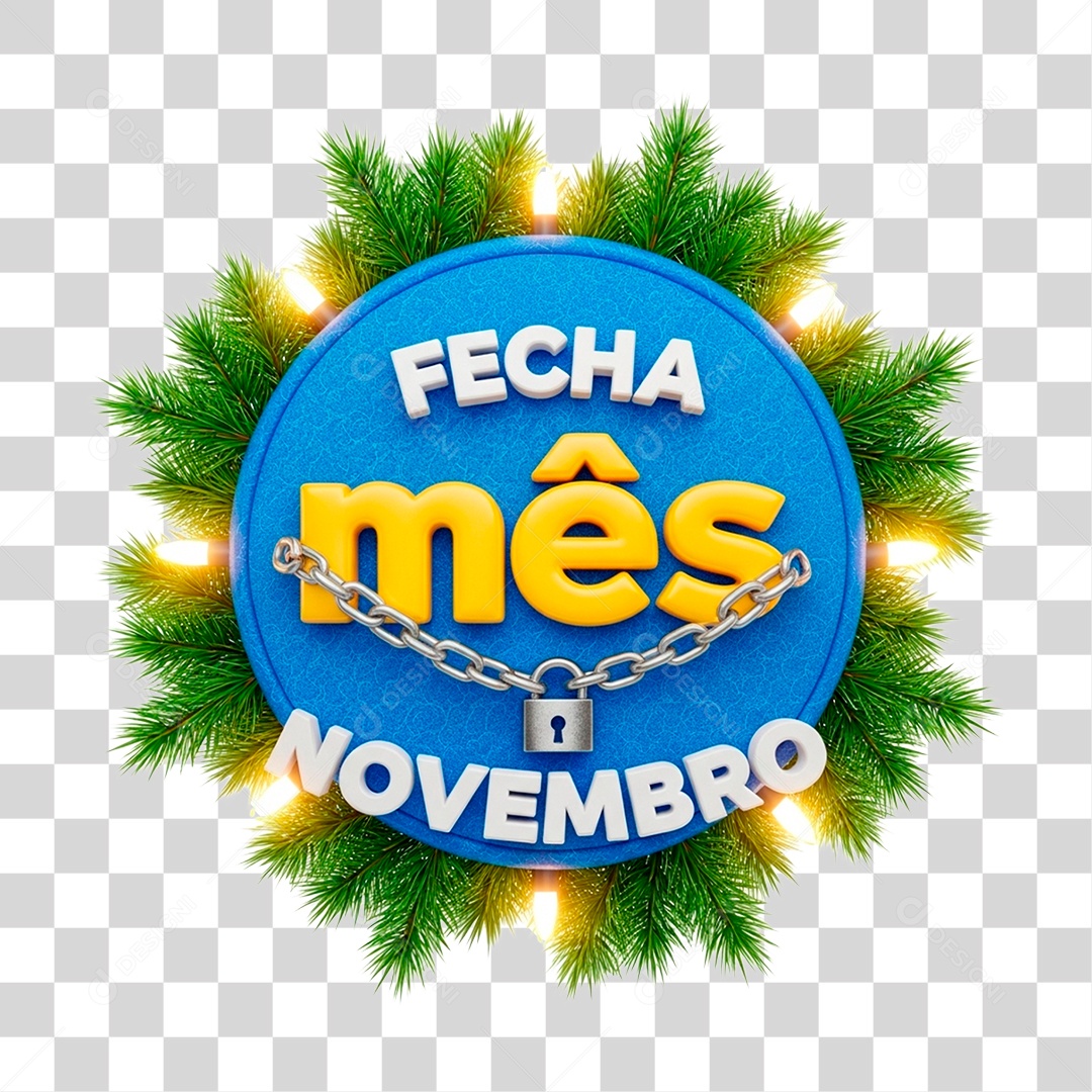 Selo 3D Fecha Mês de Novembro PNG Transparente