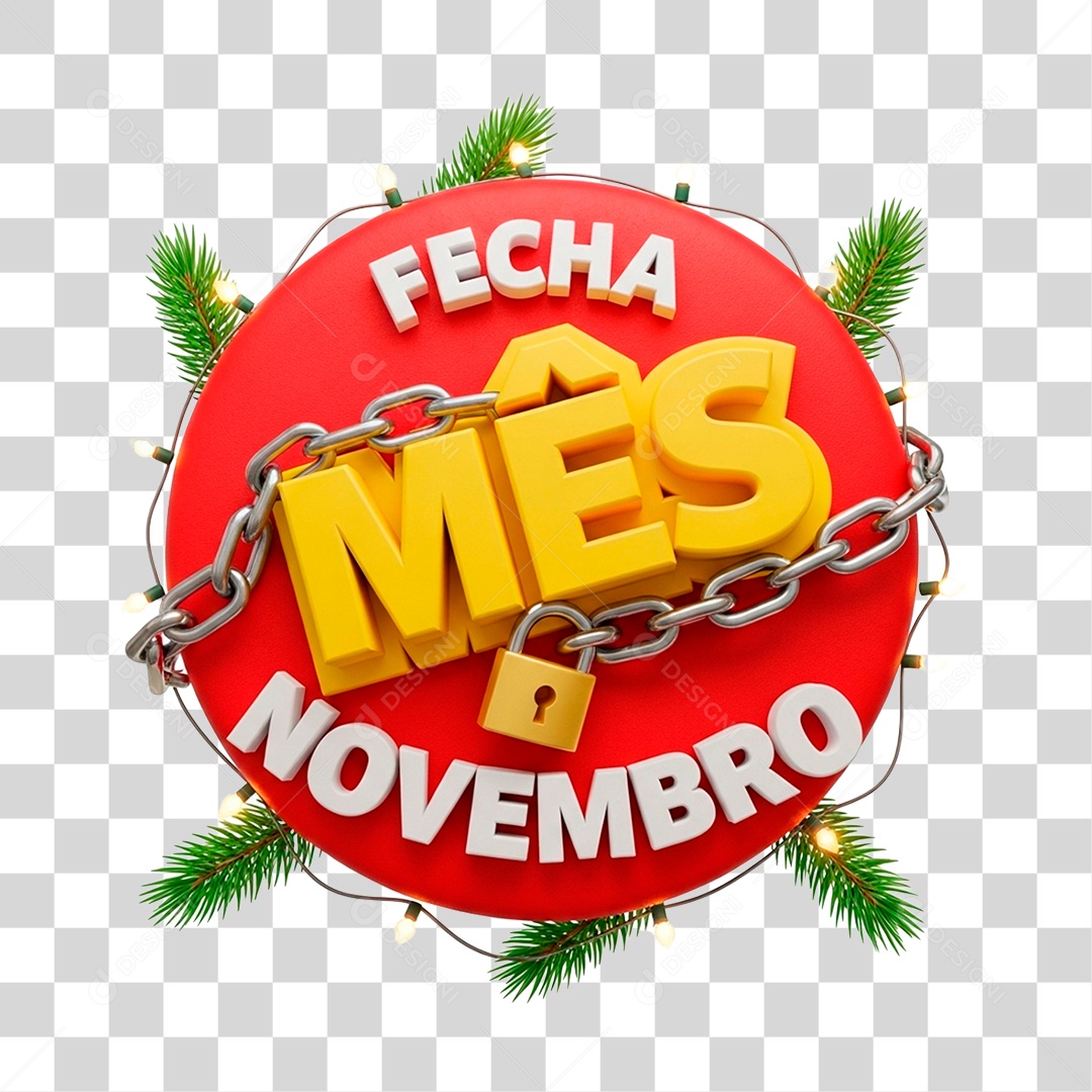 Selo 3D Fecha Mês de Novembro PNG Transparente