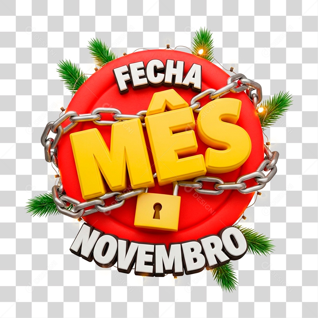 Selo 3D Fecha Mês de Novembro PNG Transparente