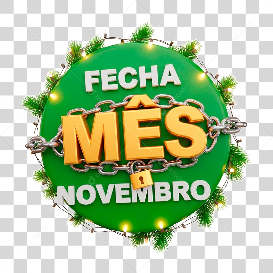 Selo 3D Fecha Mês de Novembro PNG Transparente