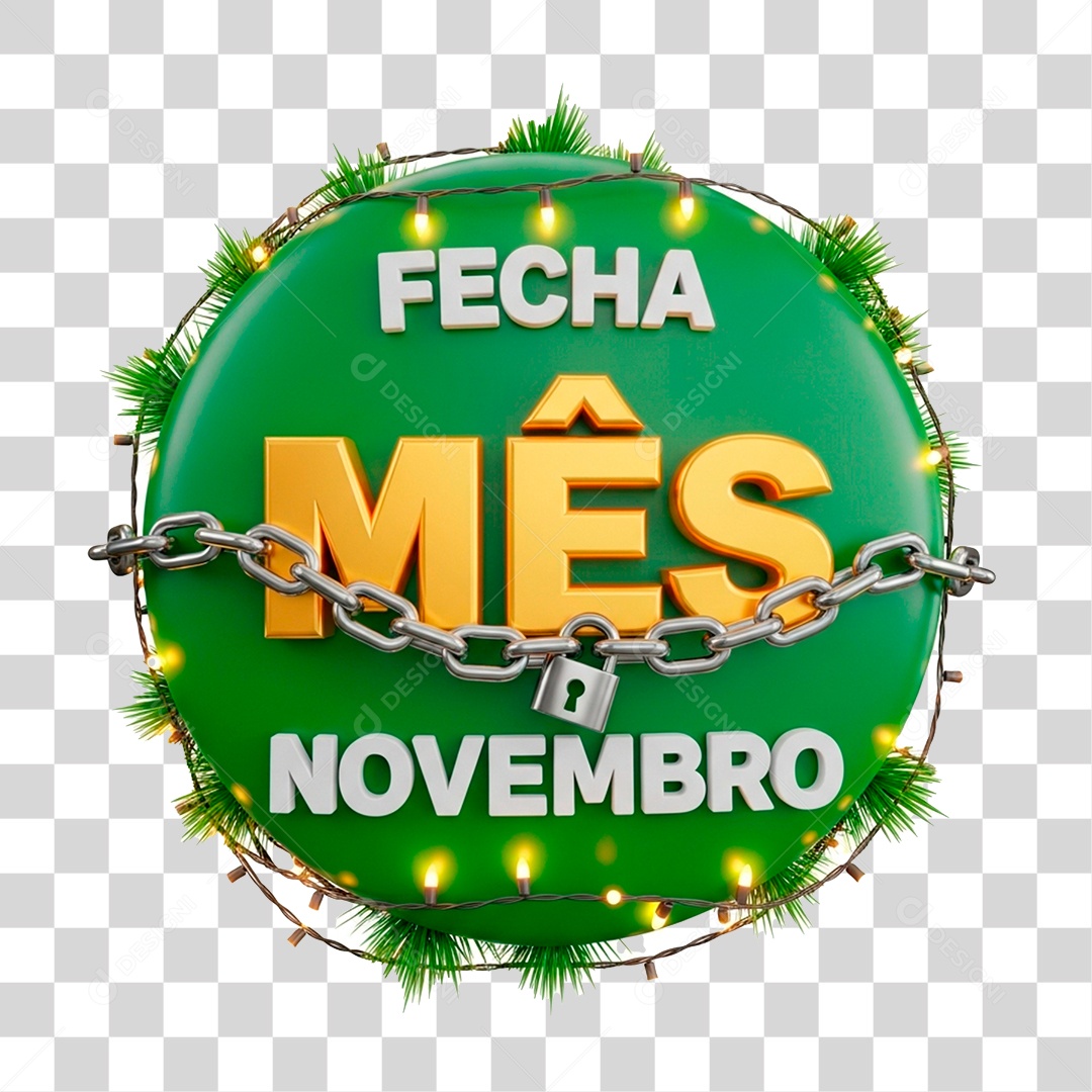 Selo 3D Fecha Mês de Novembro PNG Transparente