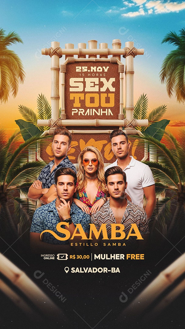 Flyer Sextou Prainha Social Media Story PSD Editável