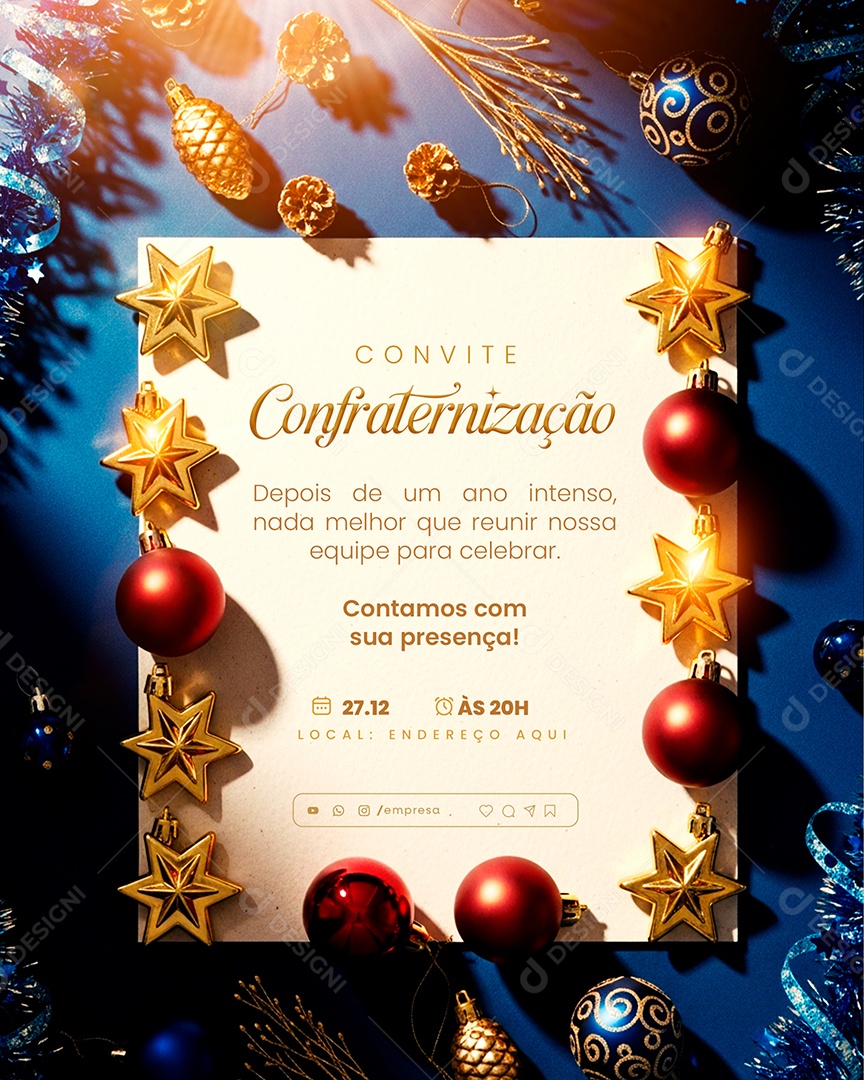 Convite de Confraternização de Fim de Ano Social Media PSD Editável