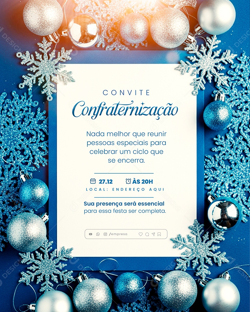 Convite de Confraternização de Fim de Ano Social Media PSD Editável