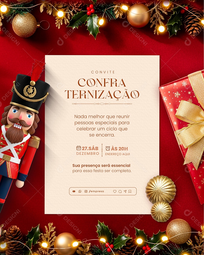 Convite de Confraternização de Fim de Ano Social Media PSD Editável