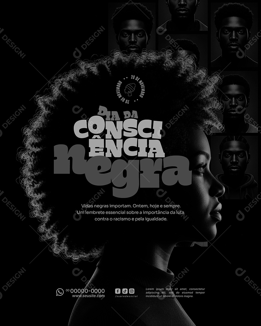 Dia da Consciência Negra 20 de Novembro Social Media PSD Editável