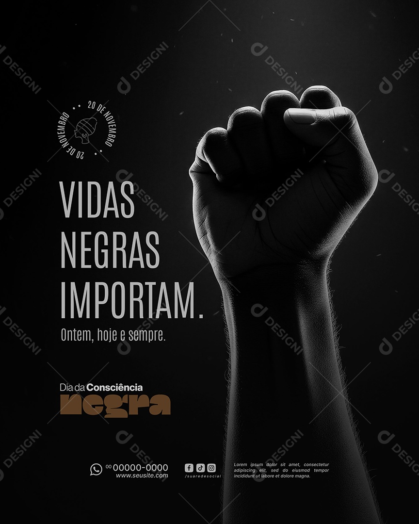Dia da Consciência Negra 20 de Novembro Social Media PSD Editável