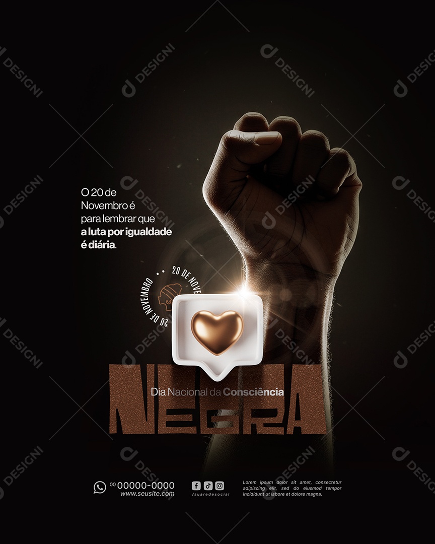 Dia da Consciência Negra 20 de Novembro Social Media PSD Editável
