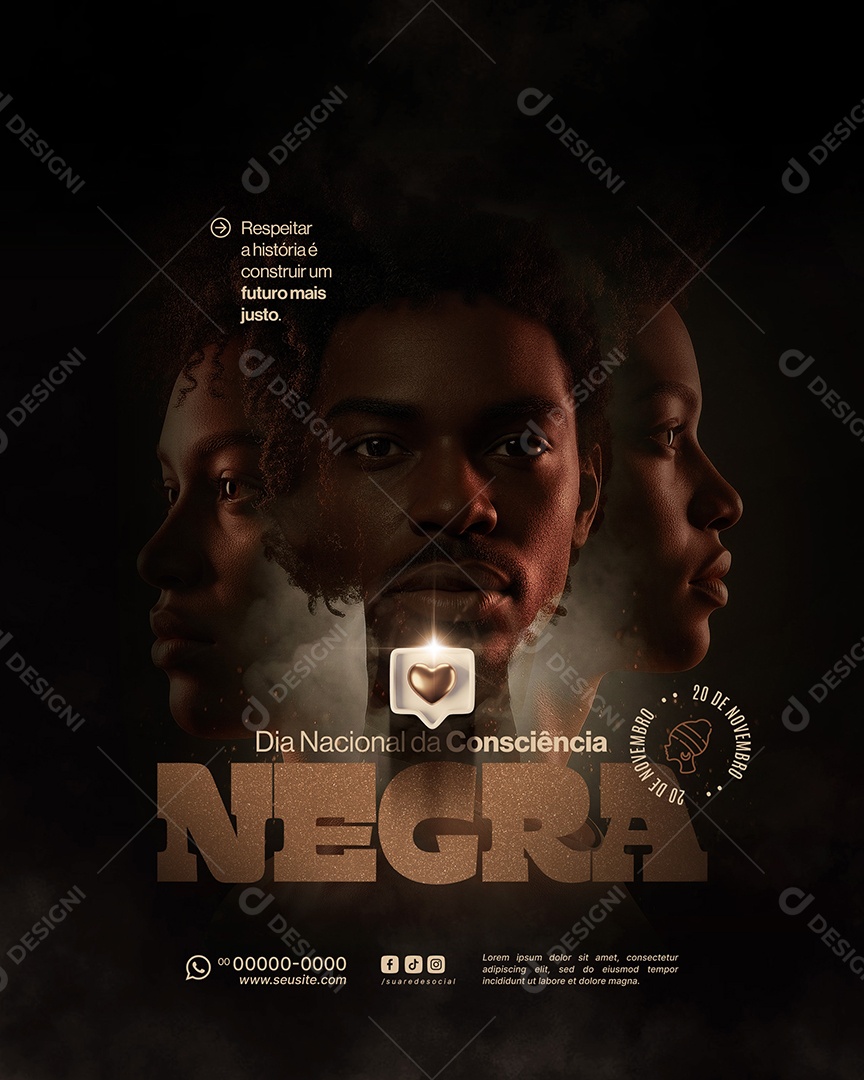 Dia da Consciência Negra 20 de Novembro Social Media PSD Editável
