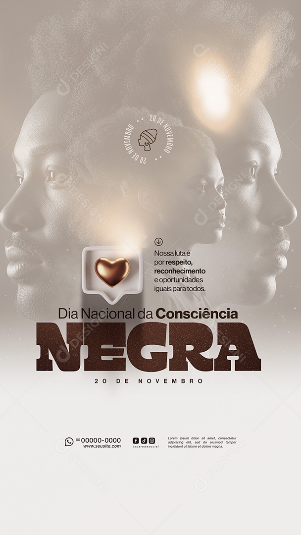 Story Dia da Consciência Negra 20 de Novembro Social Media PSD Editável