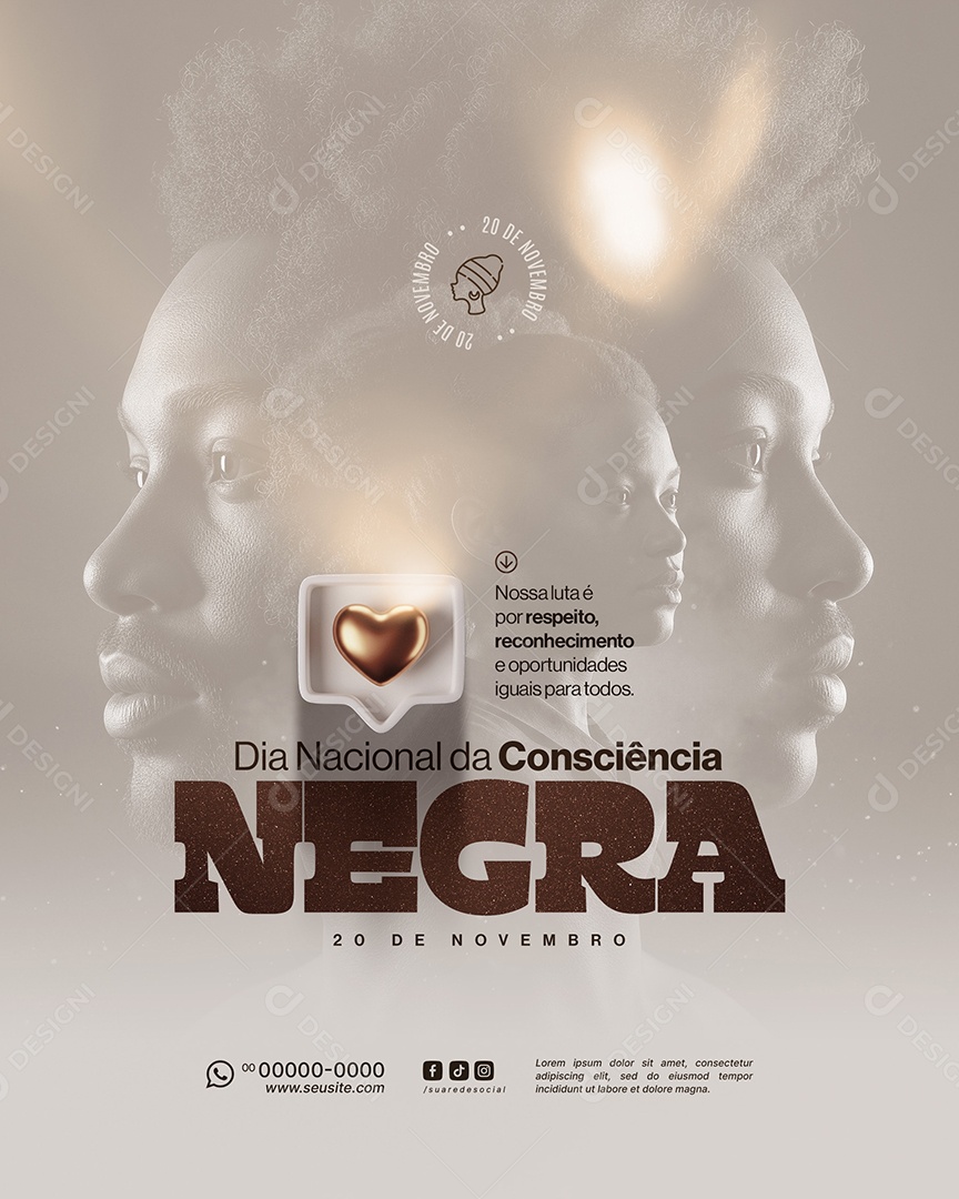 Dia da Consciência Negra 20 de Novembro Social Media PSD Editável