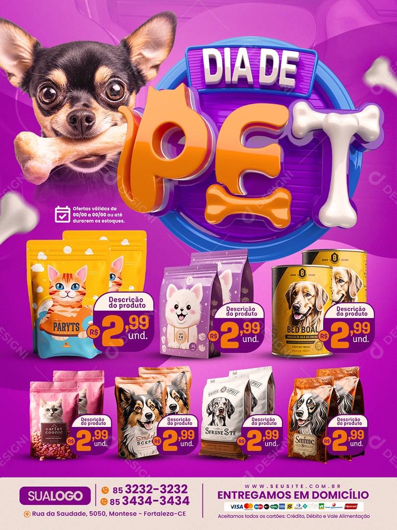 Tabloide Petshop Dia de Pet Ração Social Media PSD Editável