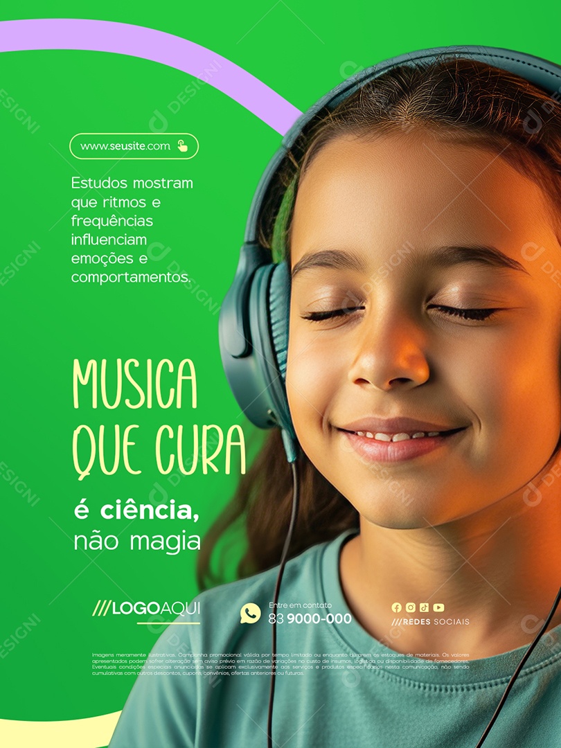 Musicoterapia Musica Que Cura é Ciência Social Media PSD Editável