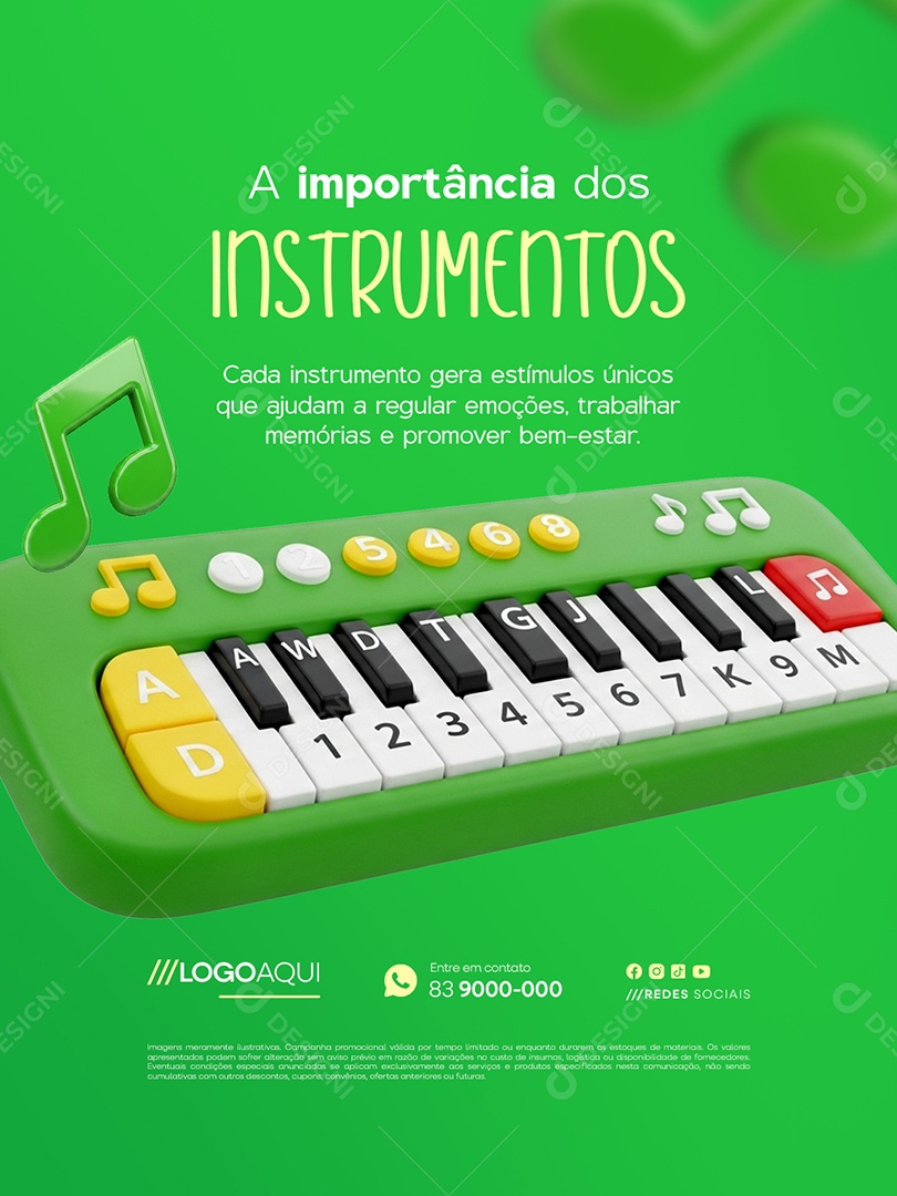 Musicoterapia a Importância dos Instrumentos Social Media PSD Editável