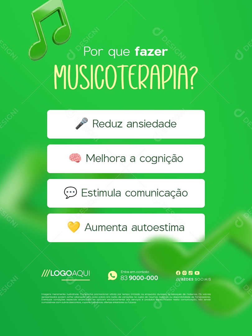 Por Que Fazer Musicoterapia Social Media PSD Editável