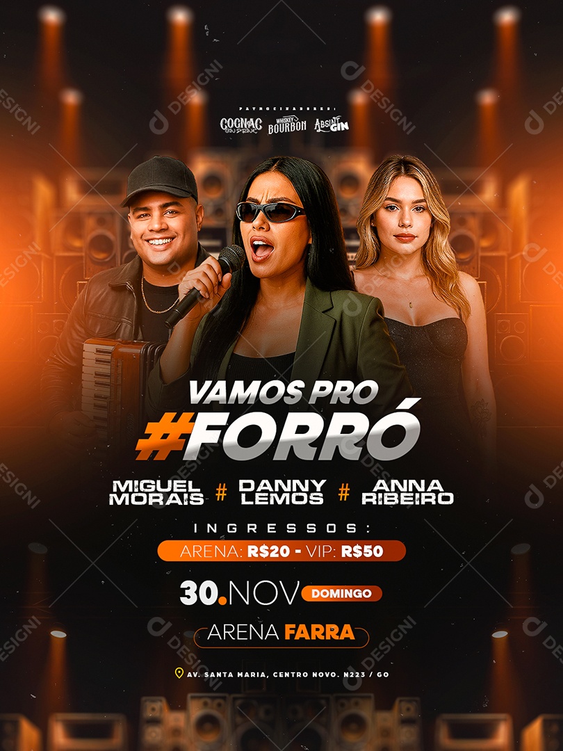 Flyer Próximos Shows Vamos Pro Forró Social Media PSD Editável