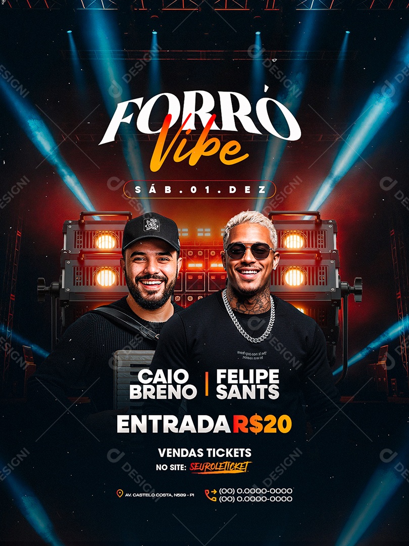 Flyer Próximos Shows Forró Vibe Social Media PSD Editável