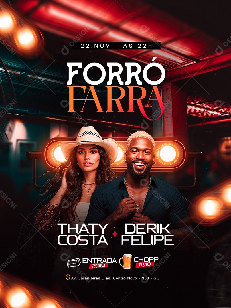 Flyer Próximos Shows Forró Farra Social Media PSD Editável