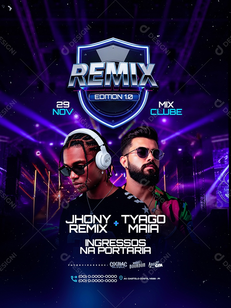 Flyer Próximos Shows Remix Edition Social Media PSD Editável