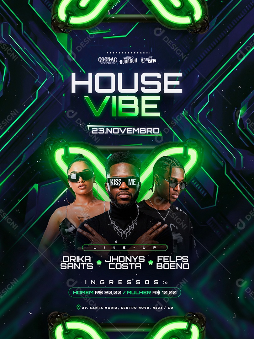 Flyer Próximos Shows House Vibe Social Media PSD Editável