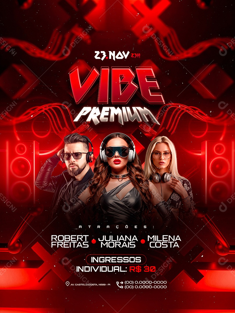 Flyer Próximos Shows Vibe Premium Social Media PSD Editável