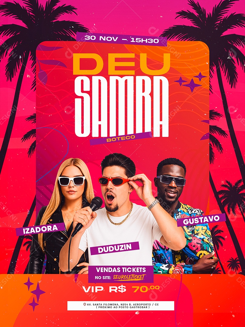 Flyer Próximos Shows Deu Samba Social Media PSD Editável