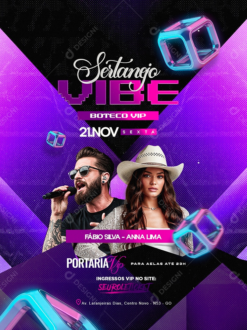 Flyer Próximos Shows Sertanejo Vibe Boteco Vip Social Media PSD Editável