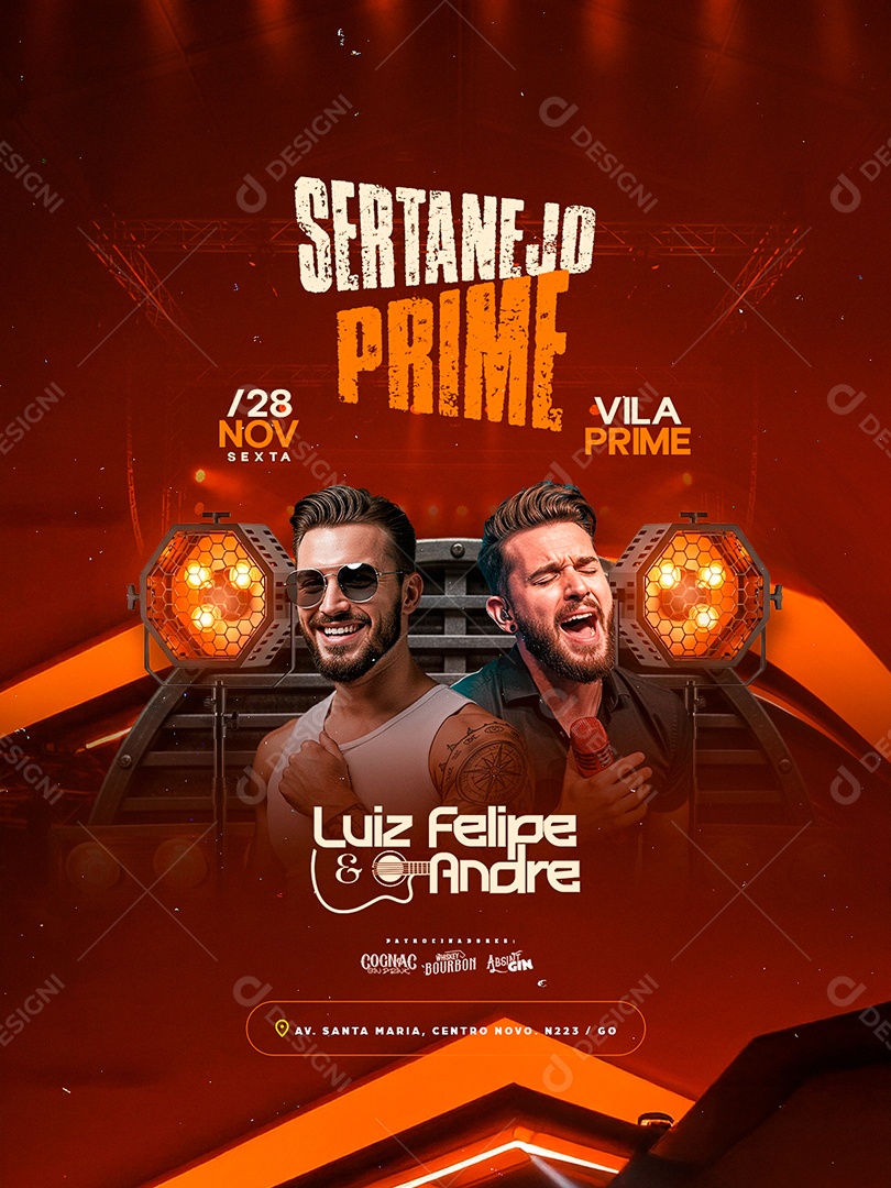 Flyer Próximos Shows Sertanejo Prime Social Media PSD Editável