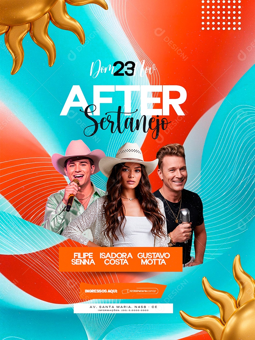 Flyer Próximos Shows After Sertanejo Social Media PSD Editável