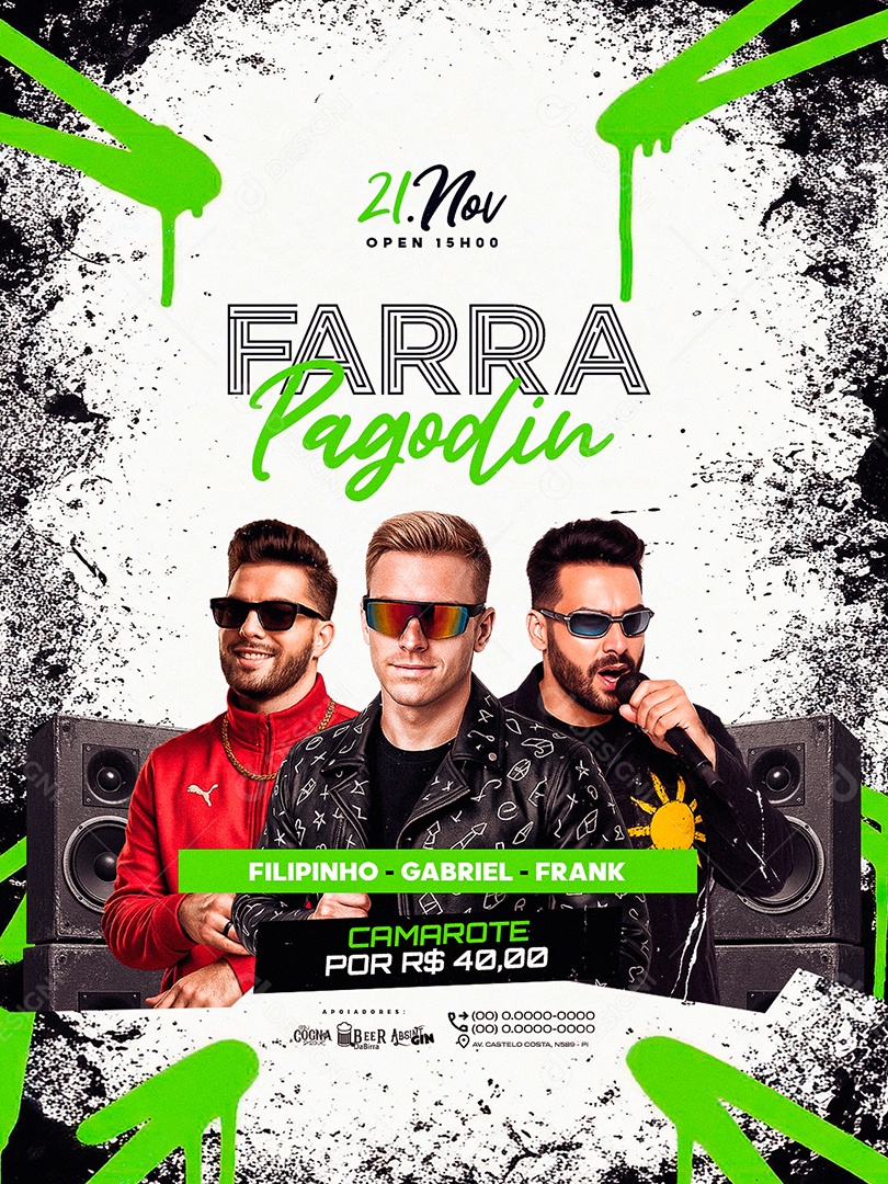 Flyer Próximos Shows Farra Pagodin Social Media PSD Editável
