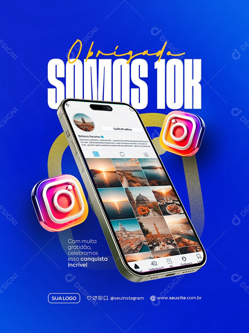 Obrigado Somos 10K No Instagram Obrigado Social Media PSD Editável