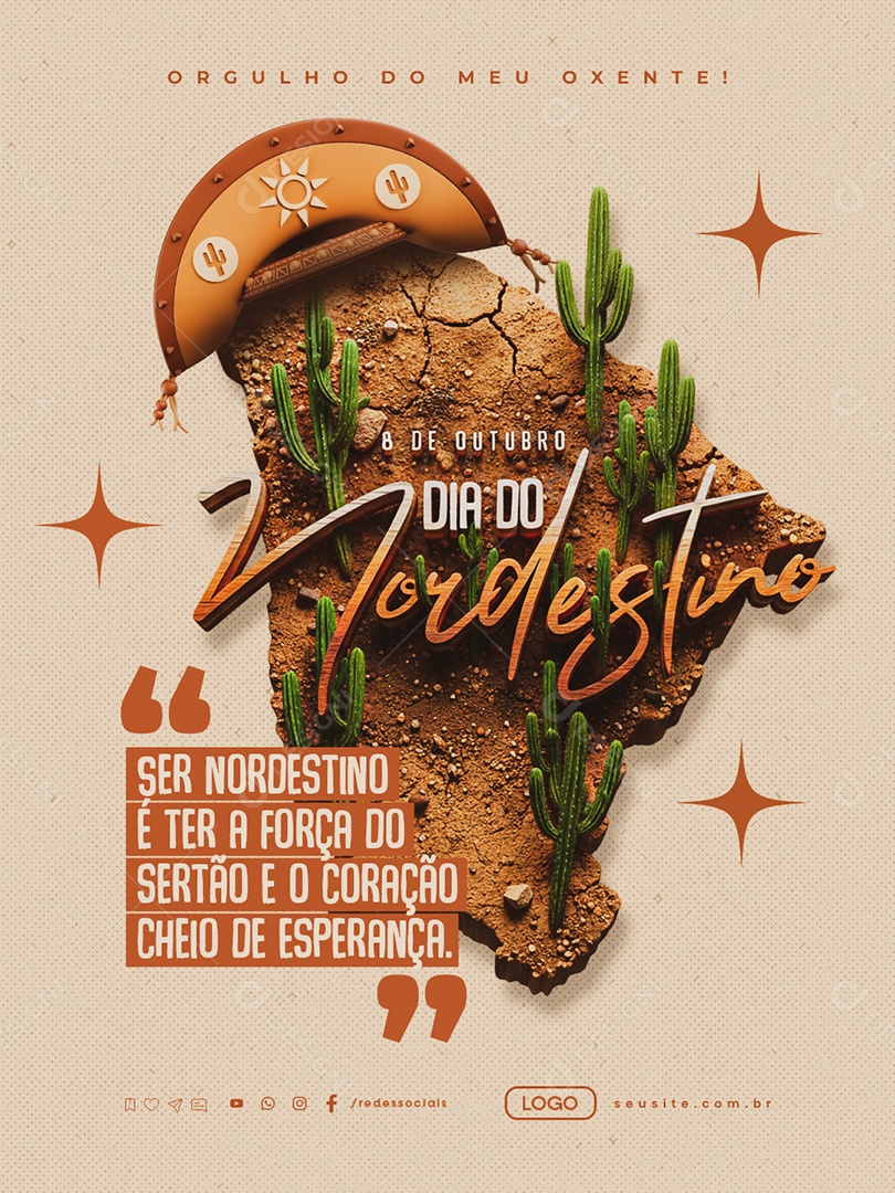 Arte Dia Do Nordestino Cultura Nordestina PSD Editável