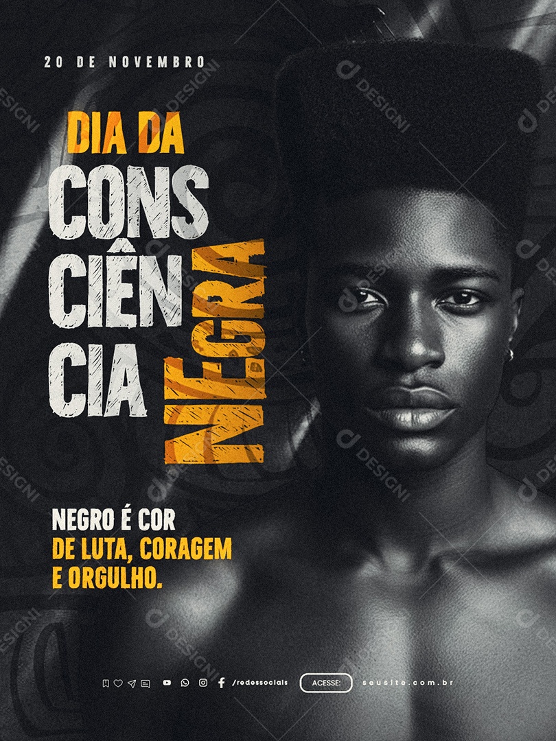 Social Media Dia da Consciência Negra Homem Destaque Perfil PSD Editável