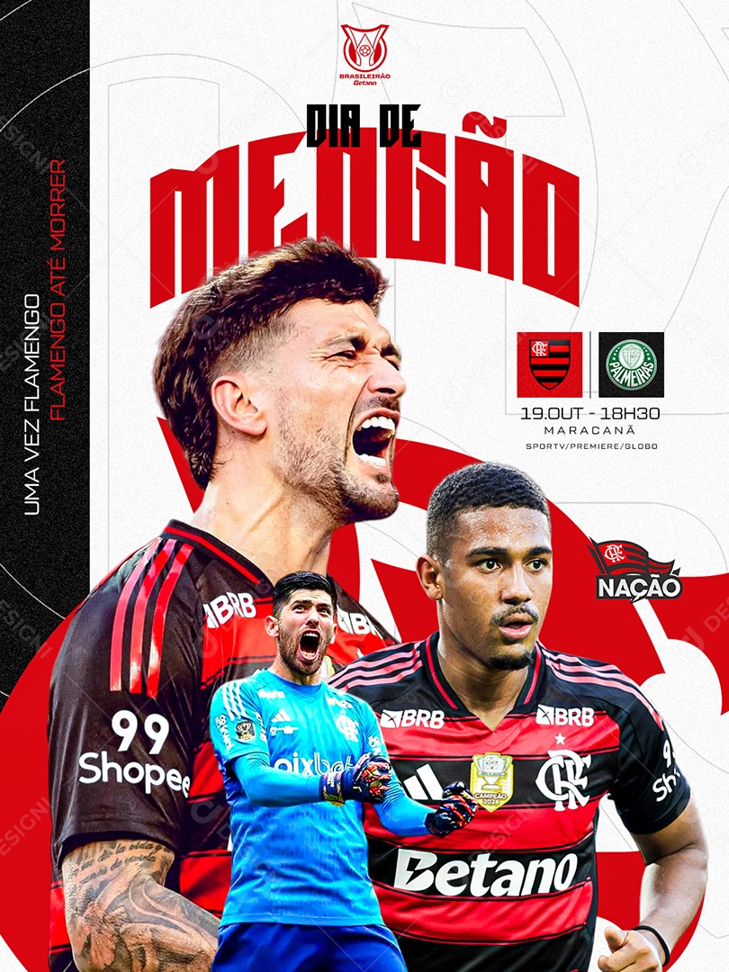 Social Media Dia de Mengão Jogo Flamengo Palmeiras PSD Editável