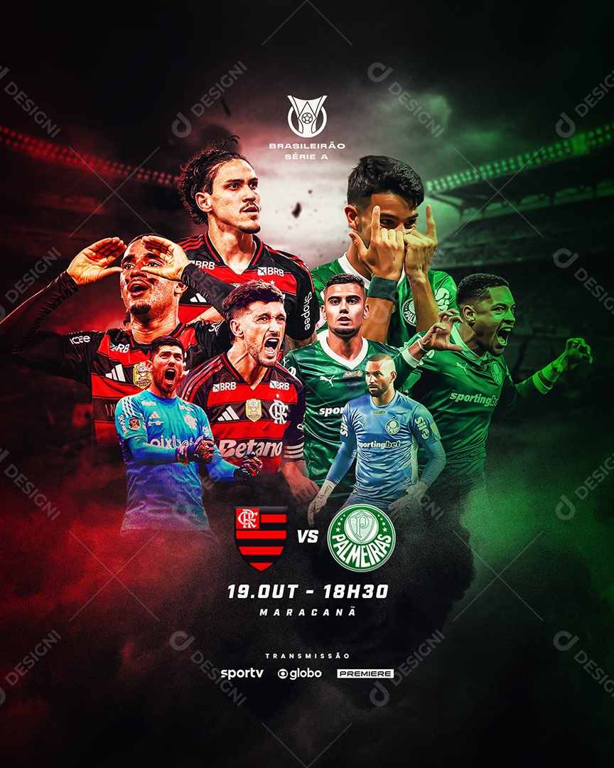 Social Media Flamengo vs Palmeiras Brasileirão Série A Futebol PSD