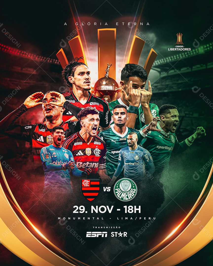 Social Media Flamengo vs Palmeiras Conmebol Libertadores Final Futebol PSD