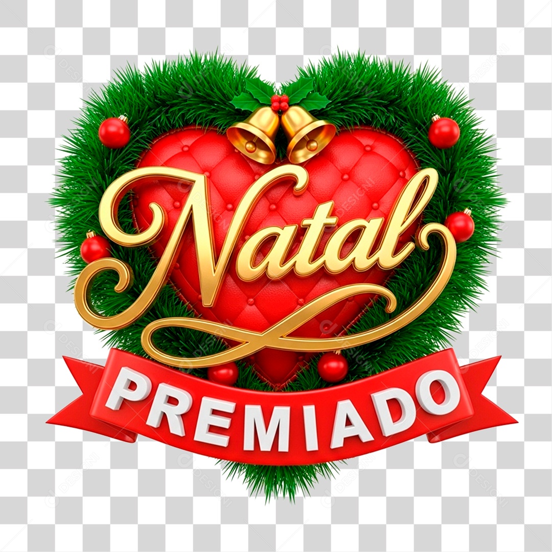 Selo 3D Natal Premiado Composição PNG Transparente
