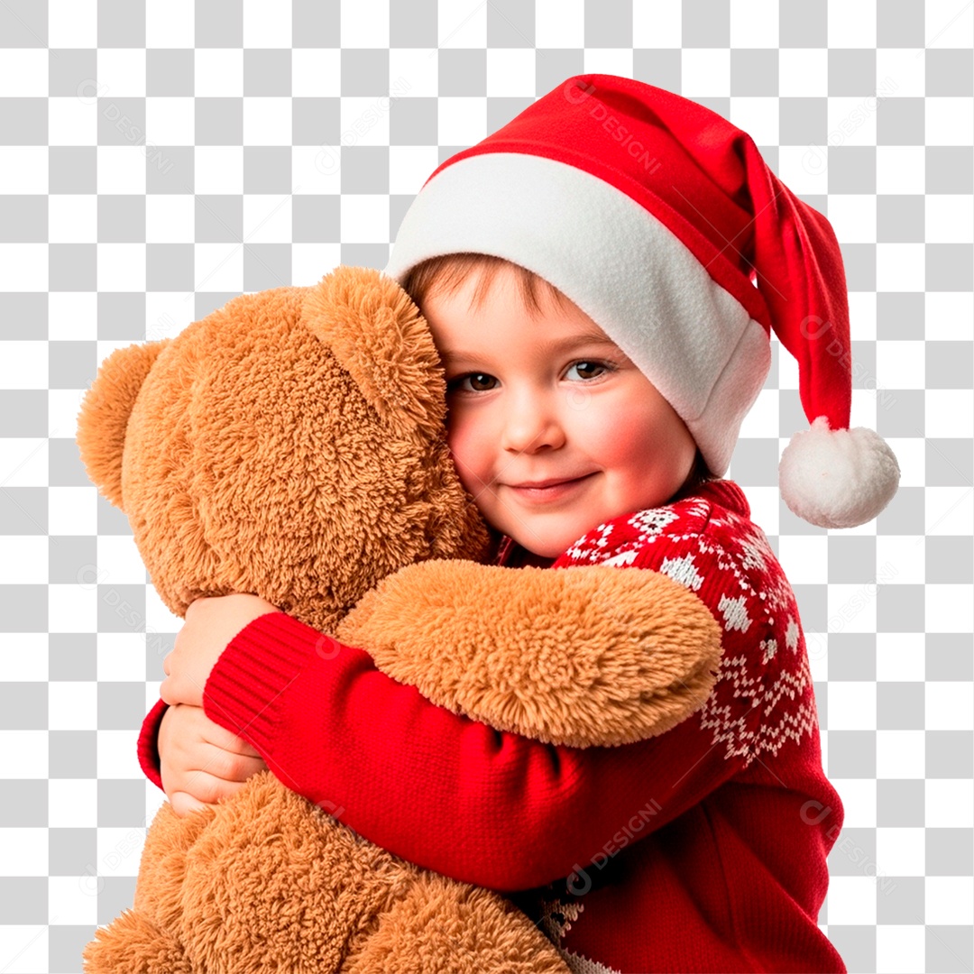 Criança Feliz Abraçando Urso PNG Transparente