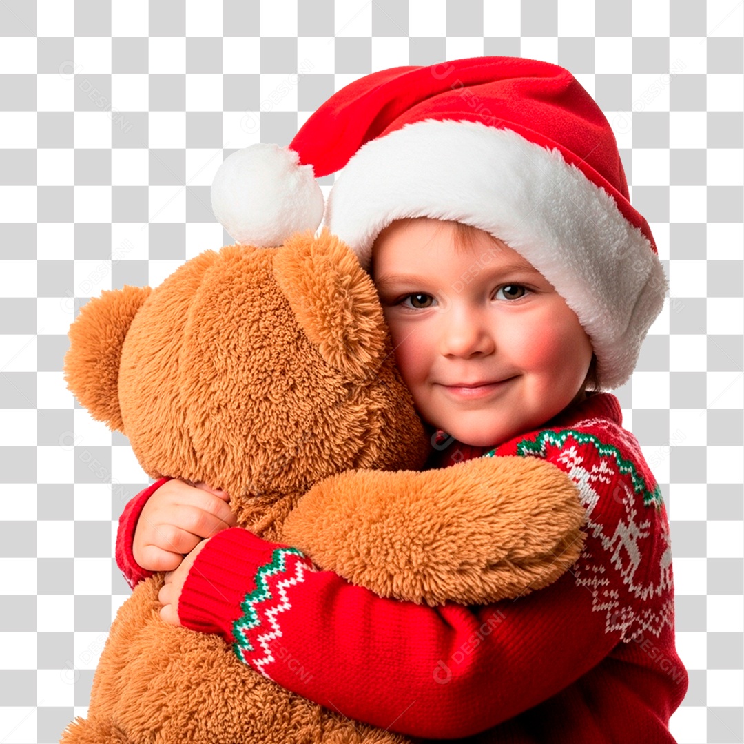 Criança Feliz Abraçando Urso PNG Transparente