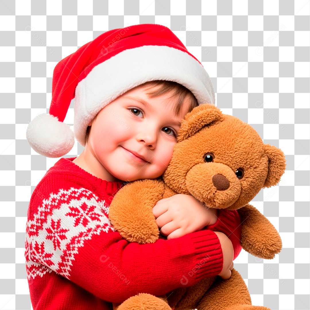 Criança Feliz Abraçando Urso PNG Transparente