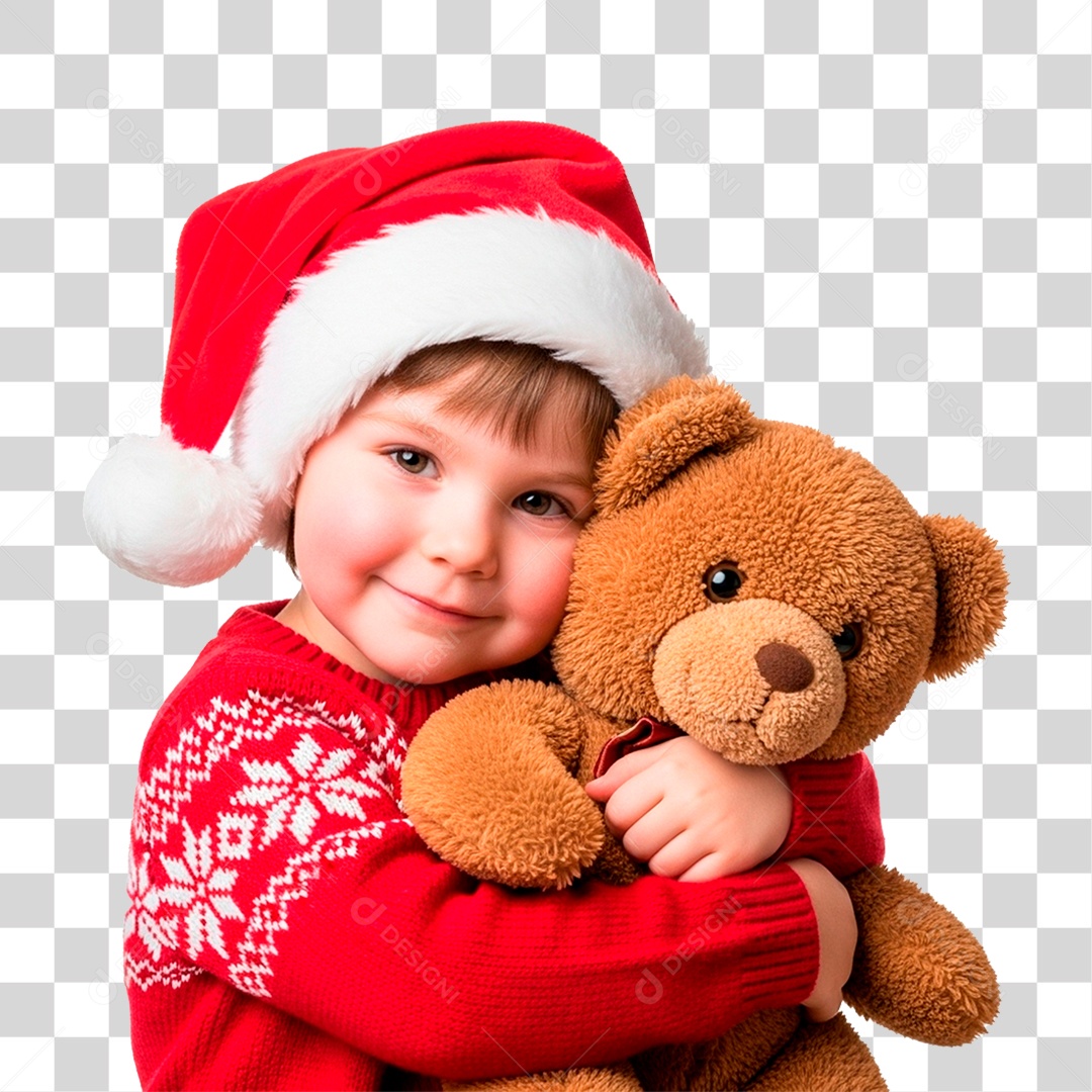 Criança Feliz Abraçando Urso PNG Transparente