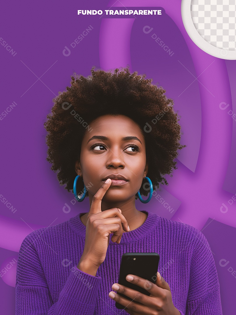 Modelo Morena Segurando Celular Publicidade Digital PSD