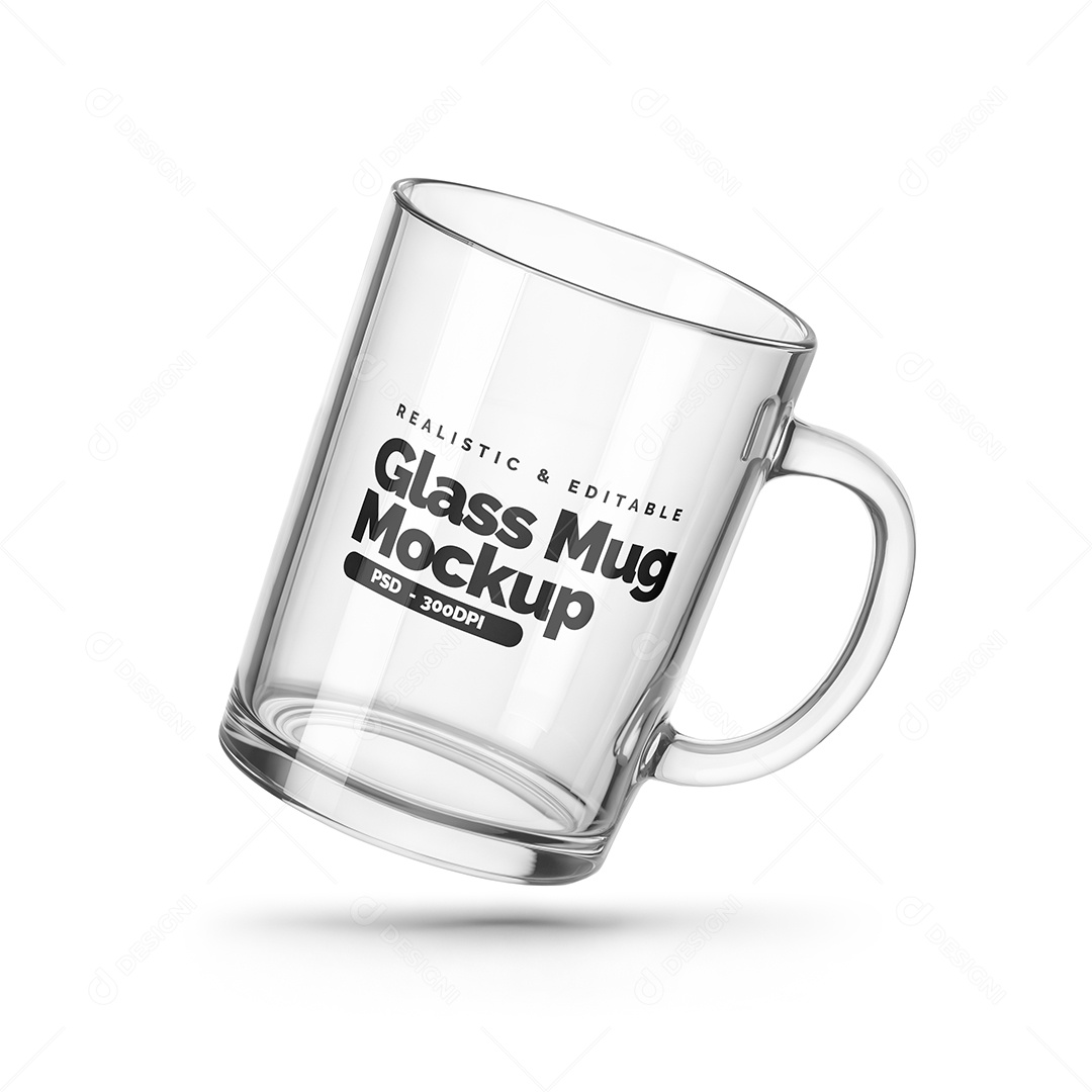 Xícara Transparente PSD Editável Mockup